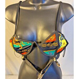 Kim Cine New M Hot Sexy Underwire Bikini Top Swimsuit Buckle Metal Accent Luxe